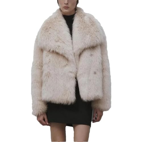 Ownwfeat Winter Fur Coat Women Big Fur Collar Faux Fur Jacket at